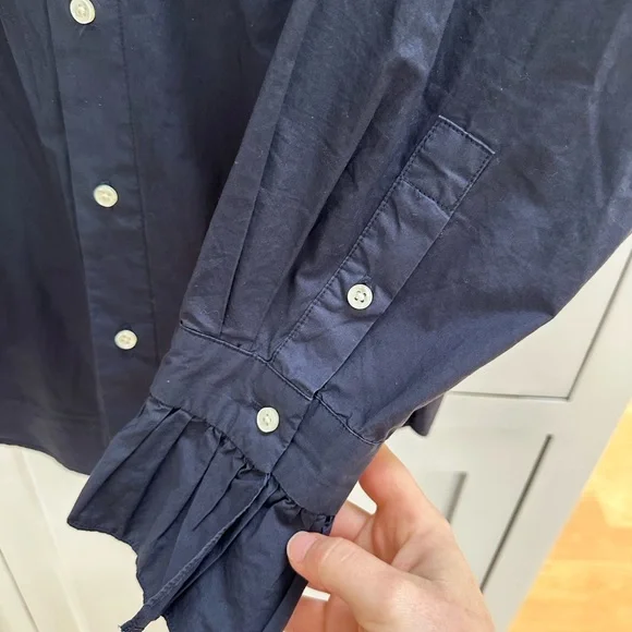 Alex Mill Dark Blue Chantilly Ruffle Shirt - Picture 3 of 5